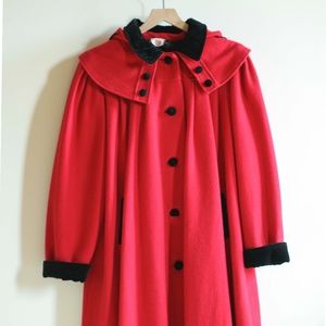 FINAL SALE Vintage Red Wool Trench Coat